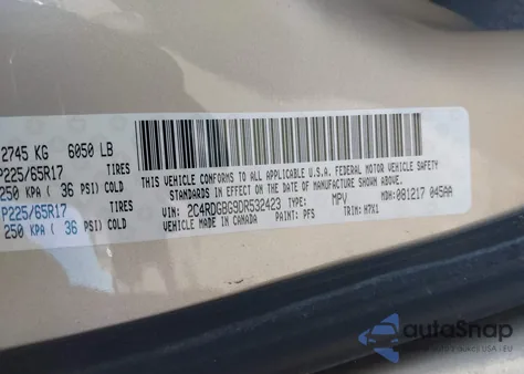 2013 Dodge Grand Caravan Se z USA, uszkodzony, nr VIN 2C4RDGBG9DR532423